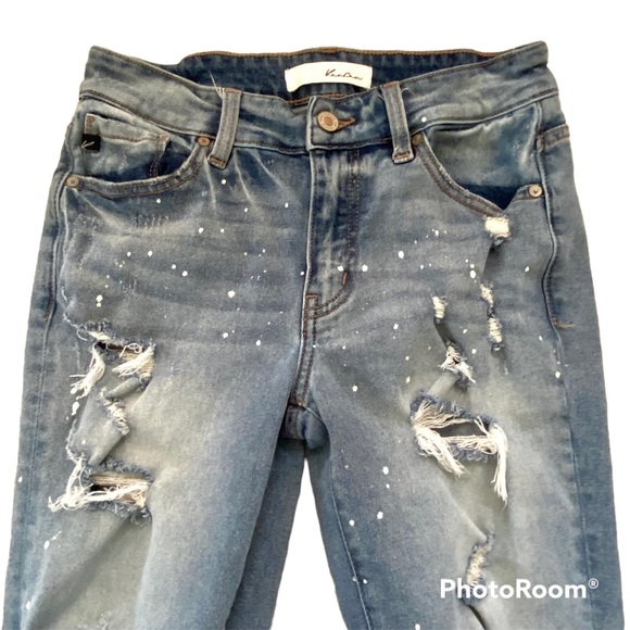 Kancan Distressed Raw Hem Fray Estilo Destroyed Crop Ankle Jeans Size 24 - Picture 3 of 13